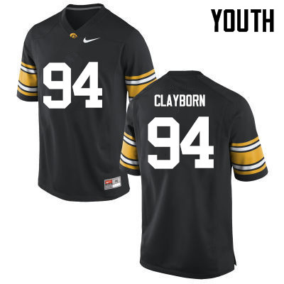 Youth Iowa Hawkeyes #94 Adrian Clayborn College Football Jerseys-Black